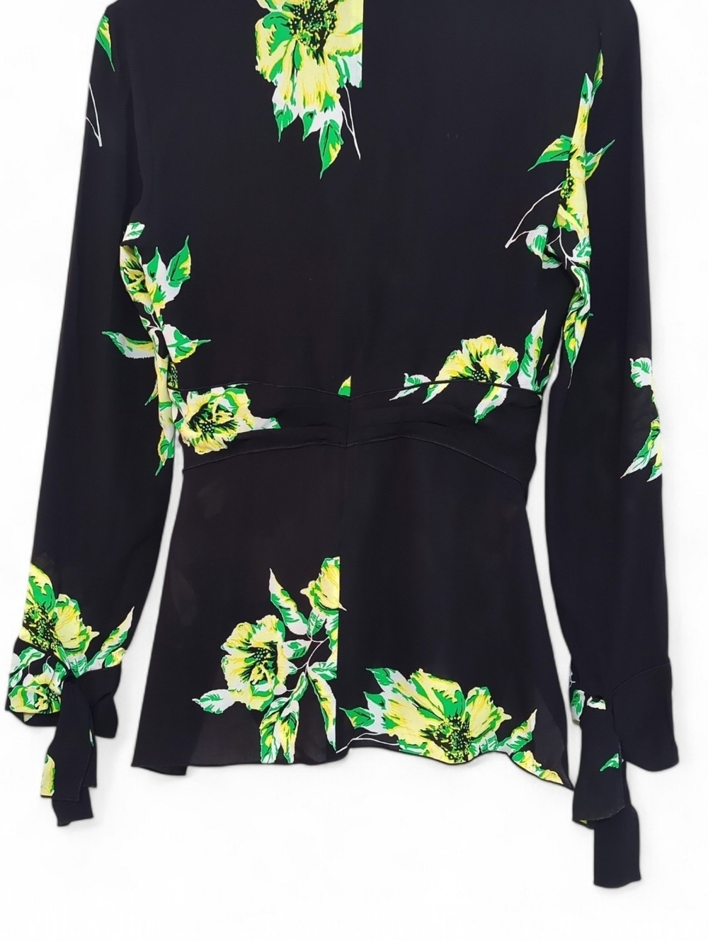 Proenza Schouler 100% Silk Floral Tie Front Keyhole Blouse Draped Top Size 4 - Picture 7 of 10